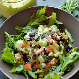 Black Bean and Rice Bowls with Creamy Avocado Sauce