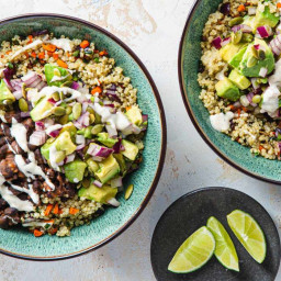 Black Bean Bowls with Carrot Poblano Quinoa & Spicy Ranch Dressing