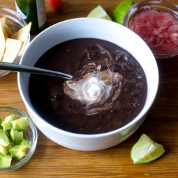 Black Bean Soup with Chipotle and Toasted Cumin Seed Crème Fraîche