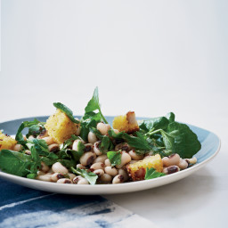Black-Eyed Pea and Watercress Salad with Corn Bread Croutons
