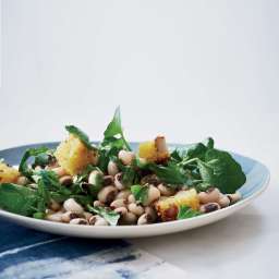 Black-Eyed Pea and Watercress Salad with Corn Bread Croutons Recipe