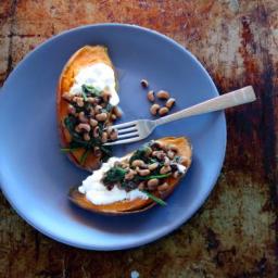 Black-eyed Pea topped Sweet Potatoes - one pot meal