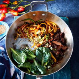 Black Garlic Chile Stir-Fry with Steak and Bell Peppers