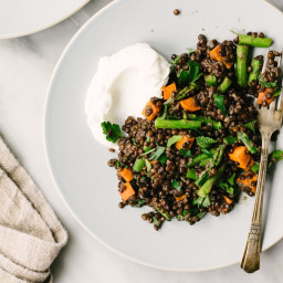Black Lentils with Roasted Asparagus and Carrots