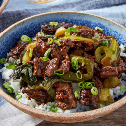 Black Pepper Beef with Bok Choy & Garlic Rice