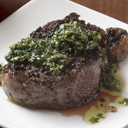 Black-Pepper-Crusted Beef Tenderloin with Chimichurri Sauce