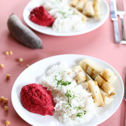 Black Root with Rice and Beetroot Hummus