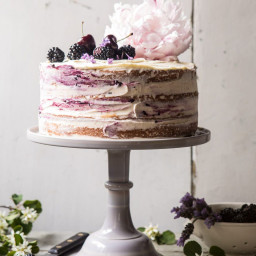 Blackberry Lavender Naked Cake with White Chocolate Buttercream