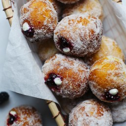 Blackberry-Thyme Jam and Whipped Goat Cheese Filled Donuts