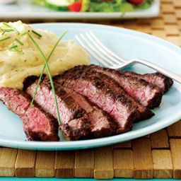 Blackend skirt steak with cheddar-sage mashed potatoes