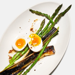 Blackened Leeks with Asparagus and Boiled Eggs