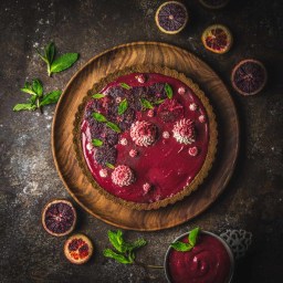 Blood Orange and Hibiscus Curd Tart with a Gingersnap Crust