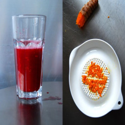 Blood Orange Juice with freshly grated Turmeric and Ginger