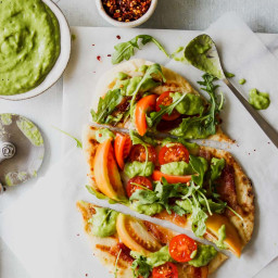 BLT Naan Flatbreads with Creamy Tomatillo Sauce