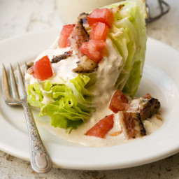 BLT wedge salad with chipotle blue cheese dressing
