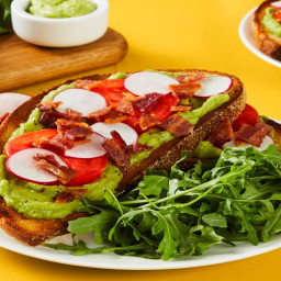 BLTR Avocado Toasts with Arugula Salad