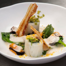 Blue Eye Cod, Parsley, Bacon and Mussels