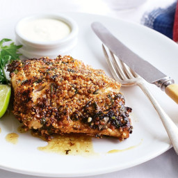 Blue-eye fillets with an Indian spice crust