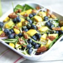 Blueberry and Mango Spinach Salad with Basil Vinaigrette