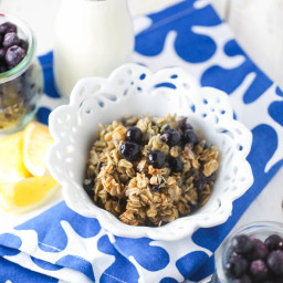 Blueberry Baked Oatmeal with Lemon and Ginger