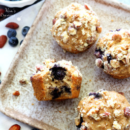 Blueberry Banana Muffins with Almond Streusel Topping