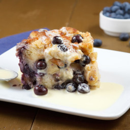 Blueberry Bread Pudding with Creme Anglaise