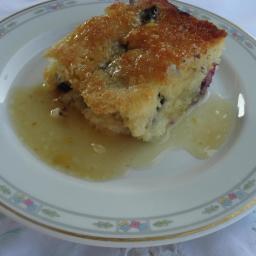 Blueberry Cake with Vanilla Butter Sauce