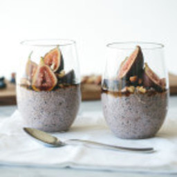 Blueberry Chia Pudding with Figs, Hazlenuts and Maple Syrup