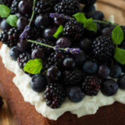 Blueberry Lavender Pound Cake with Lemon Mascarpone Cream