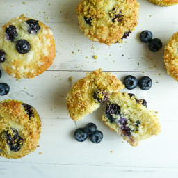 Blueberry Lemon Muffins with Pistachio Crumb Topping