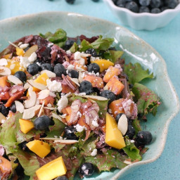 Blueberry-Mango Mixed Green Salad with Blueberry-Guava Vinaigrette