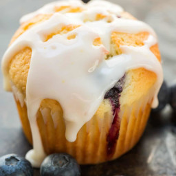 Blueberry Muffins Recipe with Lemon Glaze