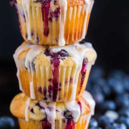 Blueberry Muffins Recipe with Lemon Glaze
