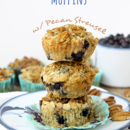 Blueberry Oatmeal Muffins with Pecan Streusel