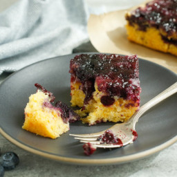Blueberry Polenta Upside-Down Cake