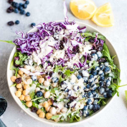 Blueberry Salad with Chickpeas and Hemp Seeds