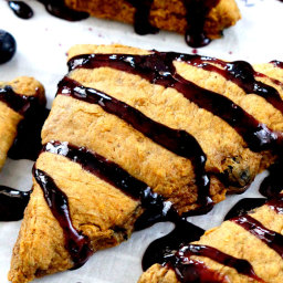 Blueberry and Orange Pumpkin Scones with Cinnamon Blueberry Drizzle