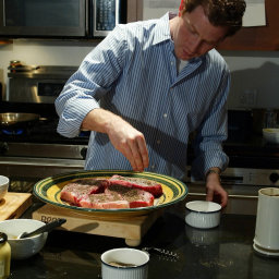 Bobby Flay's New York Strip Steak With Horseradish-Mint Glaze