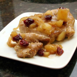Boneless Pork Chops with Apples and Cranberries