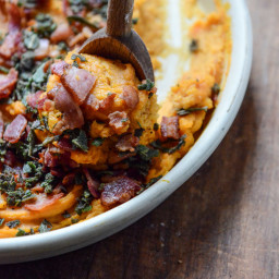 Bourbon Bacon Whipped Sweet Potatoes with Brown Butter and Crispy Sage