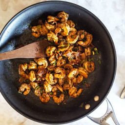 Bourbon Glazed Cajun Shrimp with Bacon & Cheddar Grits