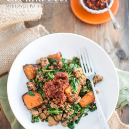 Bowl Food! Ground Beef with Sweet Potatoes and Spinach