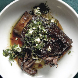 Braised Beef Short Ribs with Salsa Verde and Feta