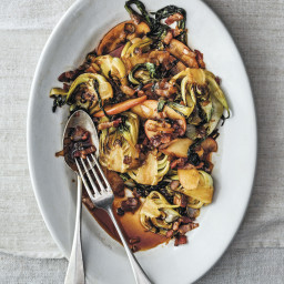 Braised Bok Choy with Apples and Bacon
