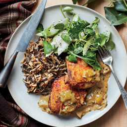 Braised Chicken Thighs with Apples and Wild Rice