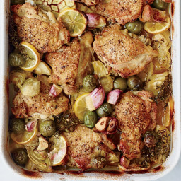 Braised Chicken  Thighs with Marinated Artichokes