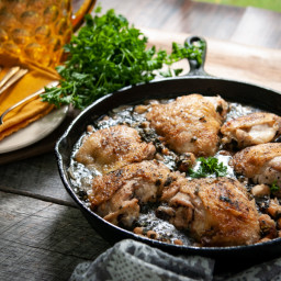 Braised Chicken Thighs with Spinach and White Beans