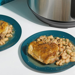 Braised Chicken Thighs With White Beans and Pancetta