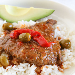 Braised Cubed Steak with Peppers and Olives Recipe (Instant Pot, Slow Cooke