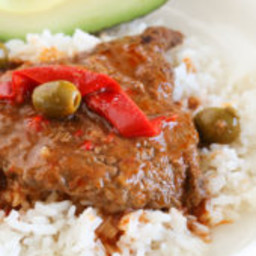 Braised Cubed Steak with Peppers and Olives Recipe (Instant Pot, Slow Cooke